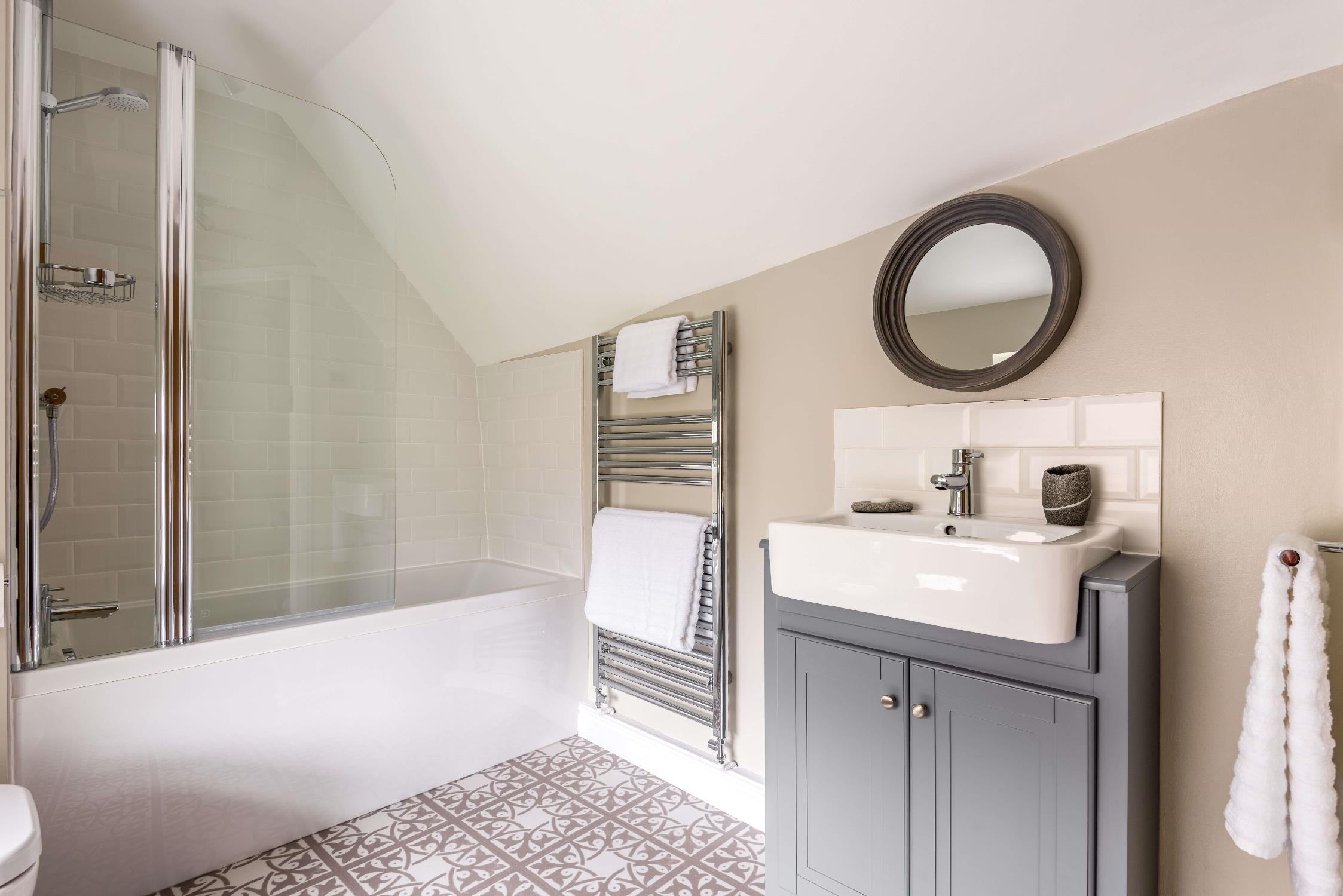 Eight The Green has a spacious bathroom with underfloor heating